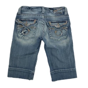 Womens 25 (26x11.5) Big Star Vivian Bermuda Jean Shorts Blue Stretch Low Rise - Picture 1 of 8