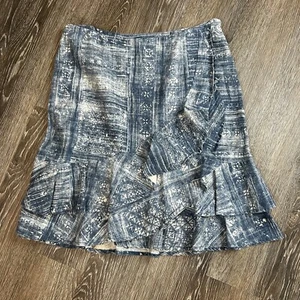 Gonna Lauren Ralph Lauren vintage misto lino finto orlo arricciato taglia 12 usata in ottime condizioni - Foto 1 di 8