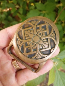 TECH ETHER GUILD ABSTRACT RAYS HIPPIE BRASS BELT BUCKLE! VINTAGE 1975! NICE. - Picture 1 of 5