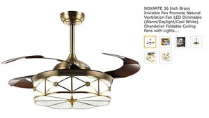 Noxarte 36 inch Brass invisible fan retractable fandelier with Remote control - Picture 1 of 6