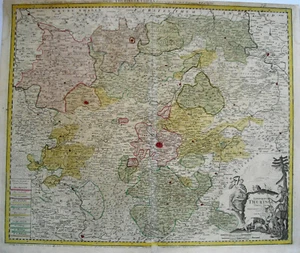 Thüringen Erfurt Weimar Saalfeld Mühlhausen Kupferstich Landkarte Homann 1722 - Picture 1 of 4
