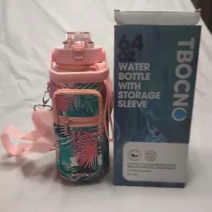 Half Gallon 64 OZ Motivational Water Bottle with Straw Time Marker BPA Free - Picture 1 of 11