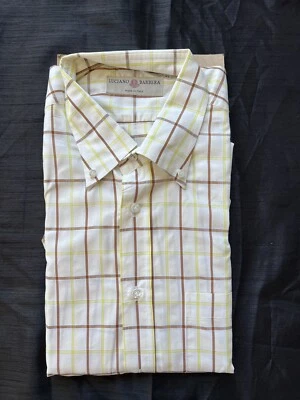 Luciano Barbera Checks Men Button Down Dress shirt 100% Cotton Size XL - Image 1 of 4