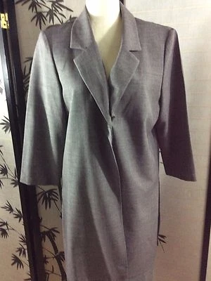 Dana Kay Mujer Gris 2 Piezas Falda Traje Chaqueta Larga 35" Talla 10 Falda Borde Vieira Foto 1 de 4