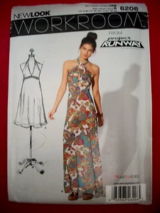 Miss New Look 6206 Pattern Retro Knit Maxi Halter Dress UNCUT Size 4-10-12-14-16 - Picture 1 of 2