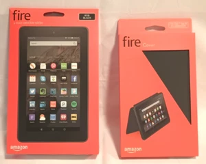 Amazon Fire (5th Generation) 7" Tablet 8GB Bundle with Cover, 64G MicroSD Card - Picture 1 of 8