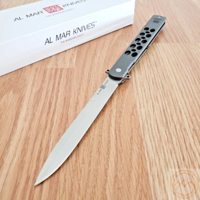 Al Mar Quicksteel Framelock Folding Knife 5" Stainless Blade Gray Steel Handle - Image 1 of 4