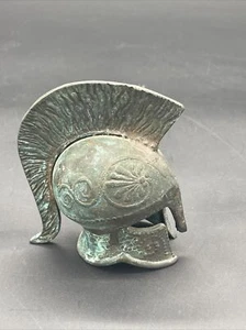 Replica Ancient Greek Spartan Warrior Helmet Cast Iron  Signed 4.5 Inch - Picture 1 of 4