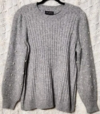 Suéter tejido Lane Bryant para mujer talla 18/20 gris perla manga globo femenino Foto 1 de 4