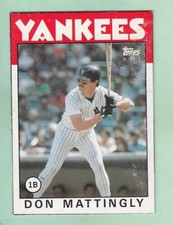 1986 Topps DON MATTINGLY Wax Bottom #J New York Yankees
