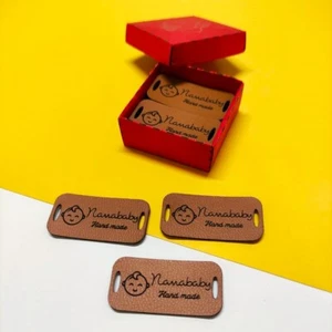 Personalized Faux Leather Sewing Tags, Knitting and Crochet, Custom Vegan Labels - Picture 1 of 7