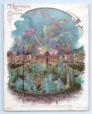 1893 World's Fair Chicago McLaughlin's Coffee Trade Card 4th of July Fireworks - Image 1 of 2