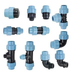 MDPE Water Pipe Connector Compression Fitting PP Straight Elbow Tee 20 25 32mm - Picture 1 of 25