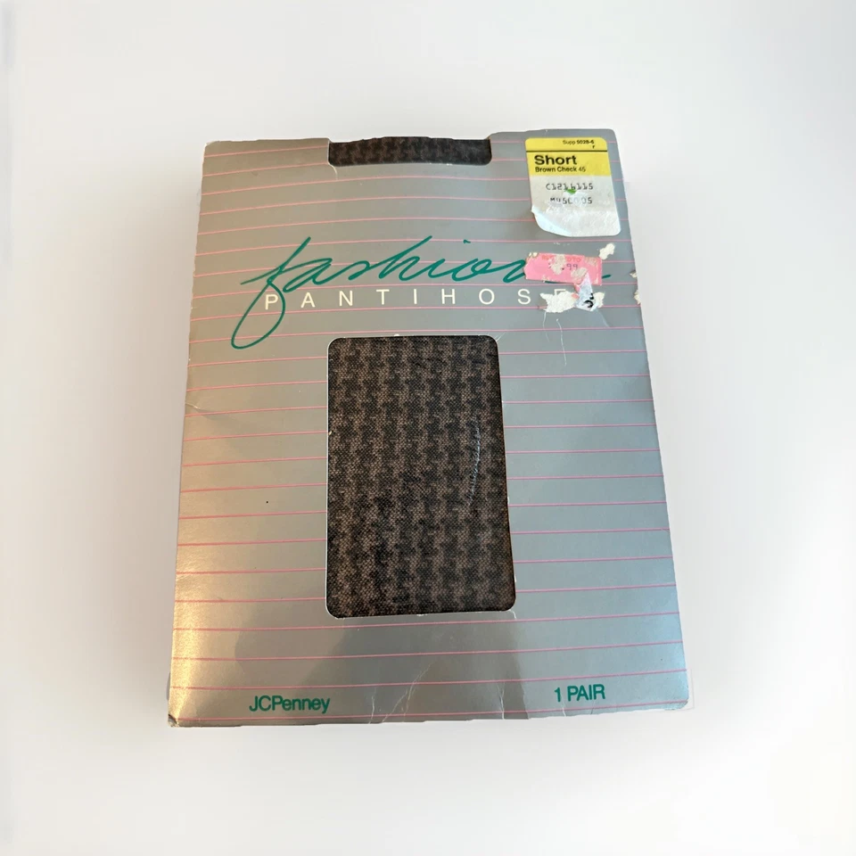 Pantimedias de Moda JCPenney NOS Marrón Cuadros Talla Corta Foto 1 de 4