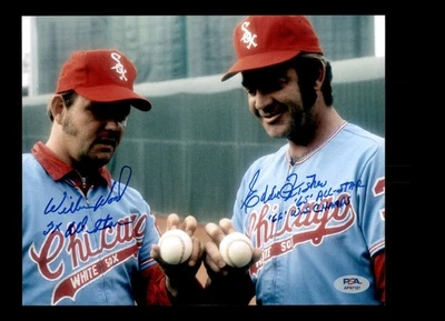 Wilbur Wood Eddie Fisher PSA ADN Firmado 8x10 Foto Autógrafo Medias Blancas Foto 1 de 2