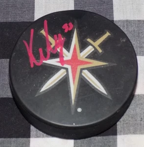 Keegan Kolsar Signed 3rd Logo Puck Vegas Golden Knights - Picture 1 of 1
