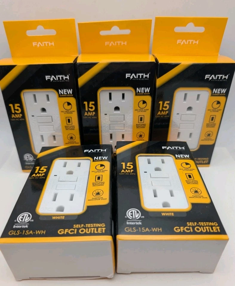 2 Faith 15a GFCI Outlet Non-tamper-resistant GFI Duplex Receptacle Self Test