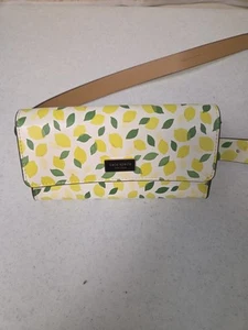 Kate Spade Leather Flap Top Belt Bag Purse Lemon Print Fanny Pack L/XL NEW - Picture 1 of 13