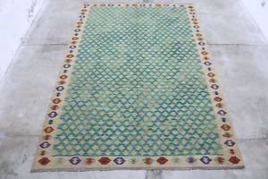 Afghan Kundoz Genuine Handmade Tribal Duck Egg Multi Wool Kilim Rugs 198x287cm - Picture 1 of 5