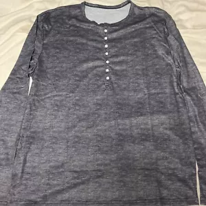 Henley Style Long Sleeve, Unisex XL, Gray, Black, 7 Button Down NIP - Picture 1 of 11