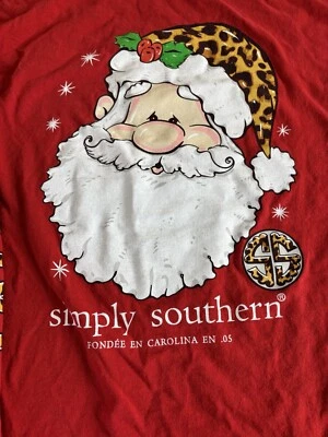 Camisa Simply Southern Navidad XXL Roja Manga Larga Fa la la Santa Carolina 05 Foto 1 de 4