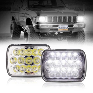 Par de faros LED blancos cromados de haz alto/bajo de 7X6" para Plymouth Reliant 1981-1989 - Imagen 1 de 11