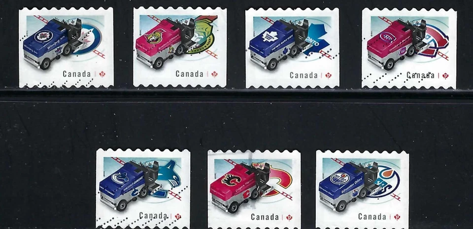 CANADA USED STAMP - SCOTT 2779/85 - FROM BOOKLET - NHL ZAMBONI MACHINES - 2014 — 第 1/1 张图片