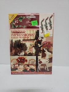 NIP VTG Priscilla Hauser Painted Impressions Rub on Transfer Swag Snowmen Ribbon - Picture 1 of 11
