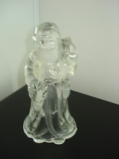 CLEAR GLASS  7" tall SANTA Candle Holder
