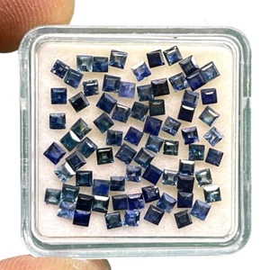 20 Pcs Natural Blue Sapphire 1.7mm Square Cut Loose Gemstones Lot Sri Lanka - Picture 1 of 24
