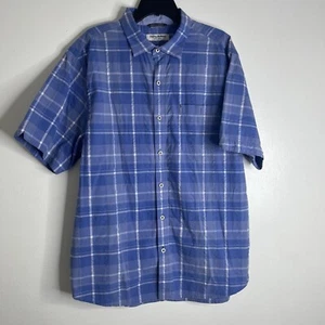 Tommy Bahama Nova Wave Hemd mit Knöpfen blau kariert Kurzarm Baumwollmischung Gr. L - Bild 1 von 8