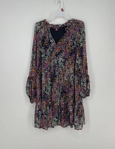 VINCE CAMUTO 3 Tiered Flowy Dress Black Multi Floral Size XL NWT - Picture 1 of 8