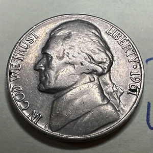 1961 D JEFFERSON NICKEL 5C CIRCULATED 7674N - Picture 1 of 3