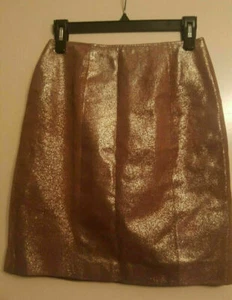 Pelle Studio Leder hellbraun/gold Bleistift Gr. 8 gerader Rock - Bild 1 von 5