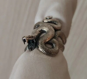 Snake Handmade Sterling Silver Men Ring, Serpent Silver Ring, Snake Silver Jewel - Picture 1 of 14