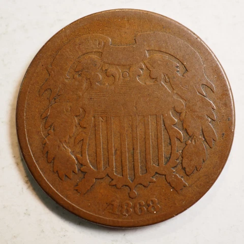 1868 2 CENT ***NICE COIN!*** - FREE SHIPPING! A3458 Cover