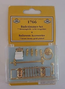 Juego de accesorios de baño miniatura para casa de muñecas latón chapado en oro Alemania NOS 1:12 - Imagen 1 de 6