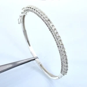 Amazing Certified 2.70 Ct White Diamonds Bangle Bracelet-Great Luster-VIDEO - Picture 1 of 12