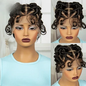 New Full Lace Braided Wig Wigs Synthetic Braided Lace Wigs with Baby Hair Women - Picture 1 of 18