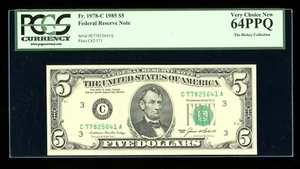 DBR 1985 $5 FRN Philadelphia Fr. 1978-C PCGS 64 PPQ Serial C77825641A - Picture 1 of 2