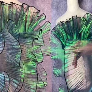 Lace Mermaid Organza Ruffled Transparent Iridescent For Dress Patchworks Sewing - Picture 1 of 14
