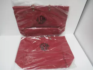 Paquete de 2 Bolso de Mano Rojo BALLARD Designs Grande Yute Manija de Cuero Bordado - Imagen 1 de 4