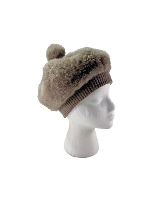 Vintage 1960s ESTATE Taupe Hat Plush with Knitted Band 1 Size fits Most - Image 1 of 4