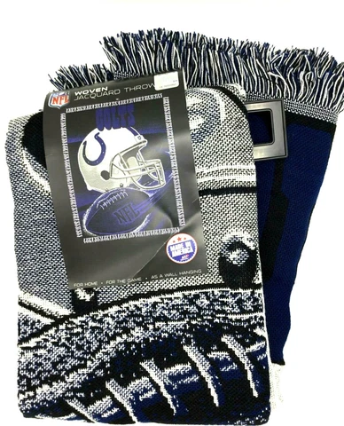 INDIANAPOLIS COLTS NFL 48"X60" WOVEN JACQUARD AFGHAN THROW BLANKET FREE SHIP Cover