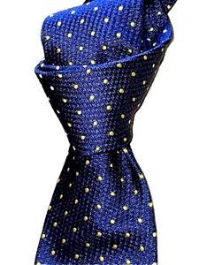 $315 NWT TURNBULL ASSER Navy w/Yellow spots handmade 3.75" Lace silk Tie England - Picture 1 of 6