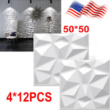 48PCS 3D Wall Panels PVC Plastic 50cm Ceiling Decor Wallpaper Tiles Cladding