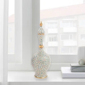 Handmade Ceramic Bottle, Floral Minaret Decorative Bottle, Vase for Home Decor - Picture 1 of 8
