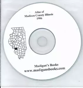 Madison County Illinois 1906 Atlas Genealogy storia proprietari terrieri disco CD - Foto 1 di 2