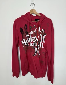 De colección Y2K Hurley Sudadera con Capucha Hombres Grande Roja Cremallera Completa Logo Suéter Pulgar Patinador Cibernético - Imagen 1 de 11