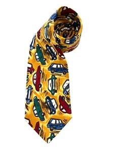 Keith Daniels Vroom Handmade Car Automobile Multicolor Tie Yellow Background - Picture 1 of 8